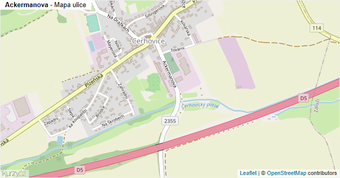 Ackermanova - mapa ulice