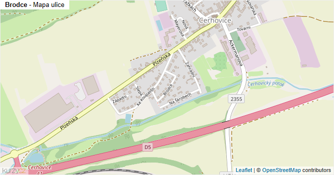 Brodce - mapa ulice