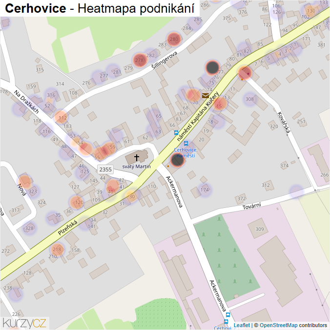 Mapa Cerhovice - Firmy v části obce.