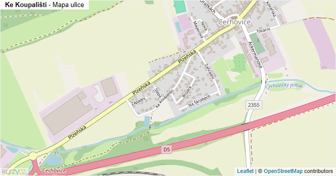 Ke Koupališti - mapa ulice