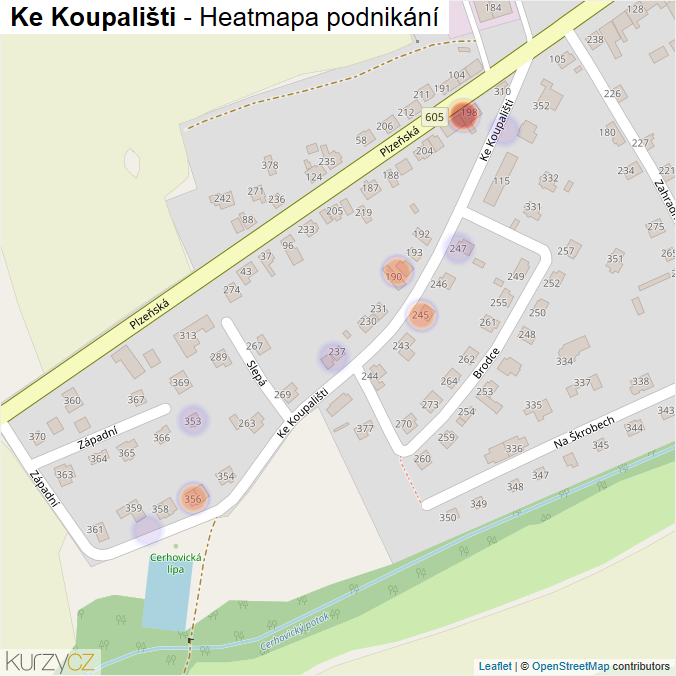 Mapa Ke Koupališti - Firmy v ulici.