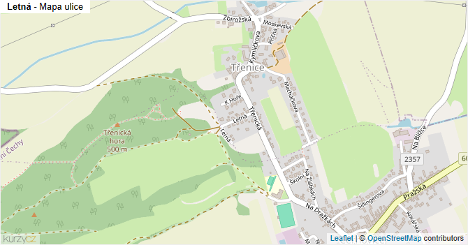 Letná - mapa ulice