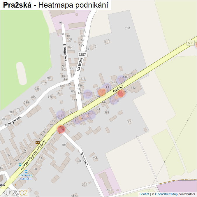 Mapa Pražská - Firmy v ulici.