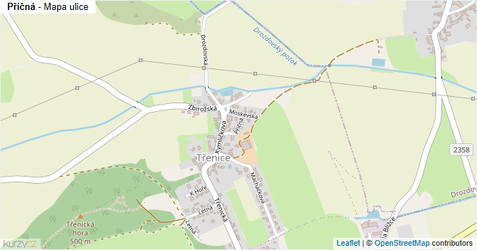 Příčná - mapa ulice