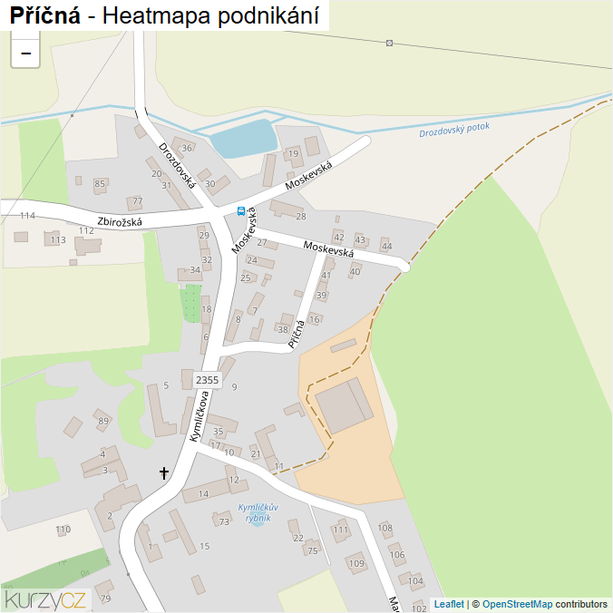 Mapa Příčná - Firmy v ulici.