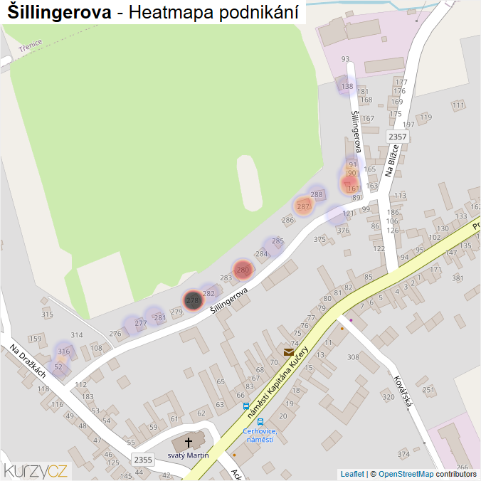 Mapa Šillingerova - Firmy v ulici.