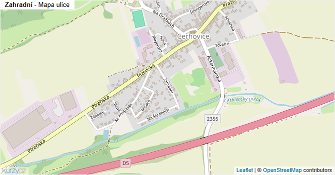 Zahradní - mapa ulice