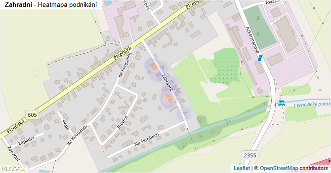Zahradní - mapa podnikání