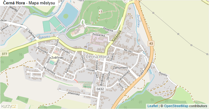 Černá Hora - mapa městysu