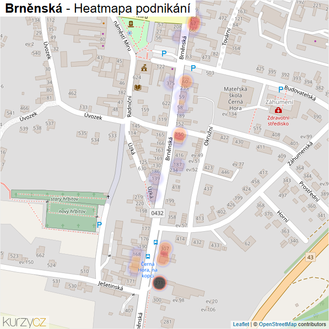 Mapa Brněnská - Firmy v ulici.