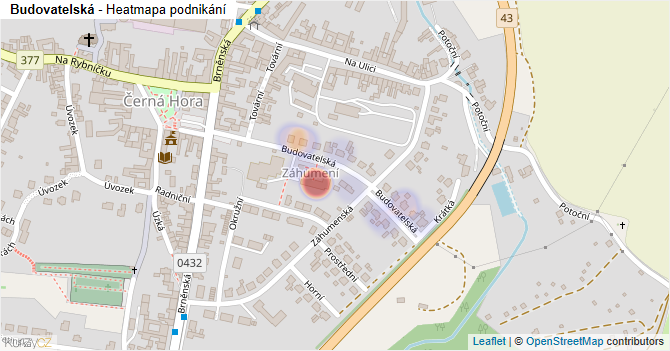 Budovatelská - mapa podnikání