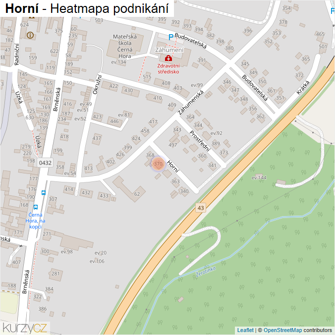 Mapa Horní - Firmy v ulici.