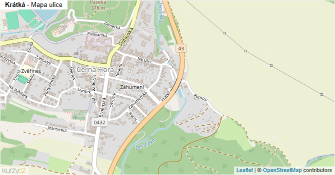 Krátká - mapa ulice