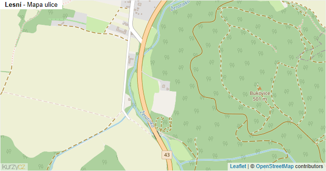 Lesní - mapa ulice