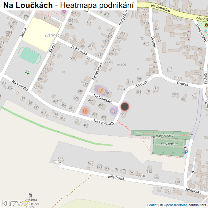 Mapa Na Loučkách - Firmy v ulici.