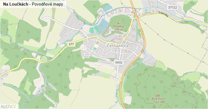 Na Loučkách - záplavové mapy stoleté vody