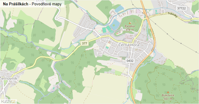 Na Prášilkách - záplavové mapy stoleté vody