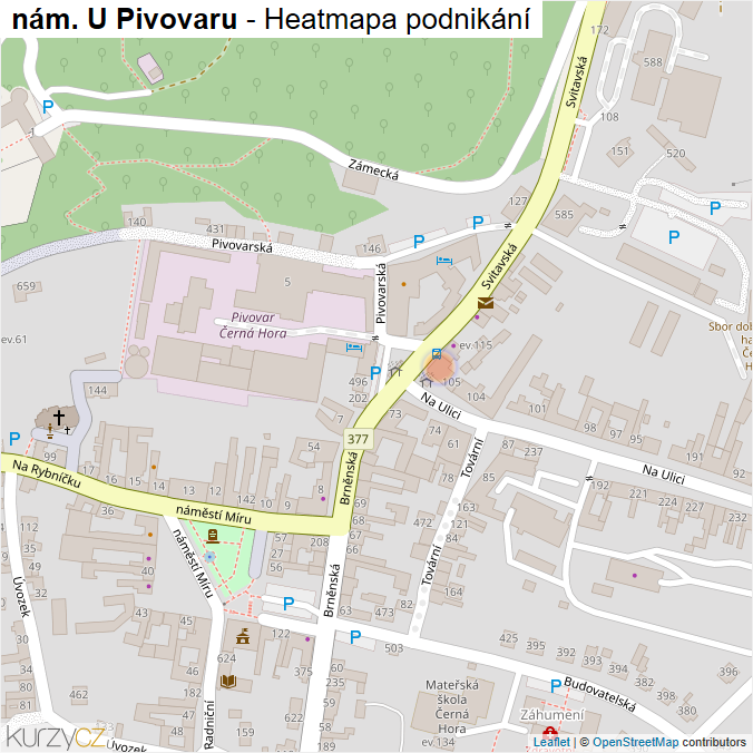 Mapa nám. U Pivovaru - Firmy v ulici.