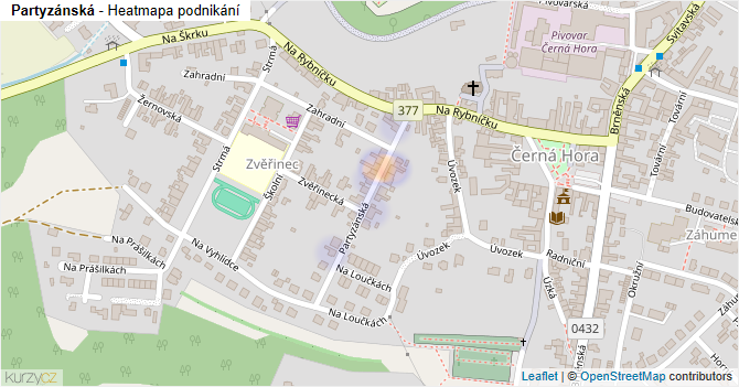 Partyzánská - mapa podnikání
