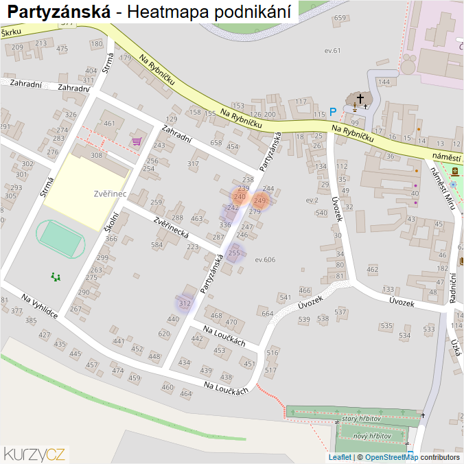 Mapa Partyzánská - Firmy v ulici.