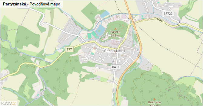 Partyzánská - záplavové mapy stoleté vody