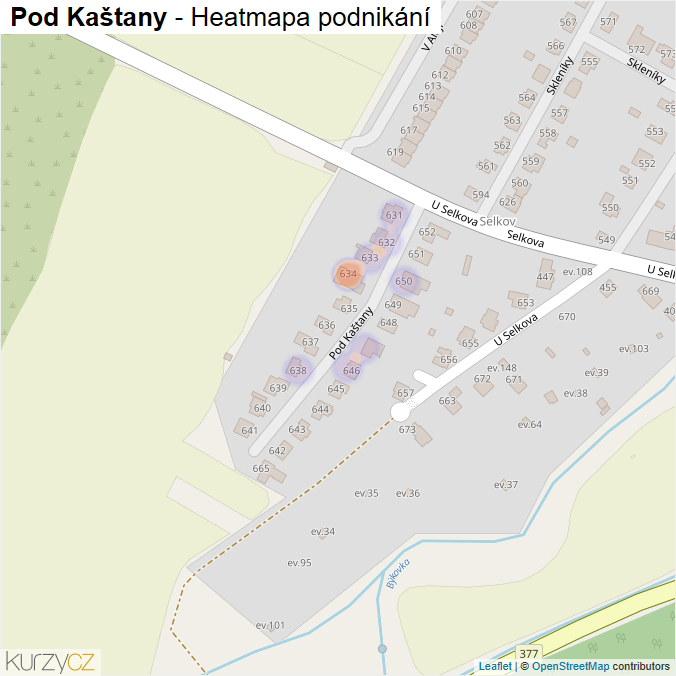 Mapa Pod Kaštany - Firmy v ulici.