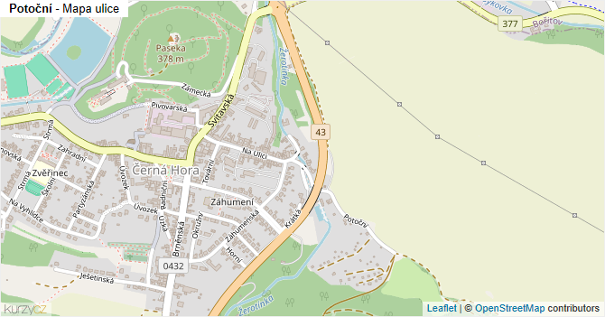 Potoční - mapa ulice
