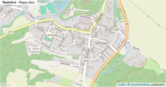 Radniční - mapa ulice
