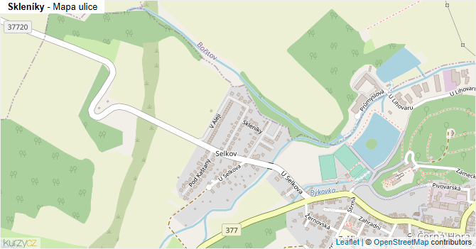 Skleníky - mapa ulice