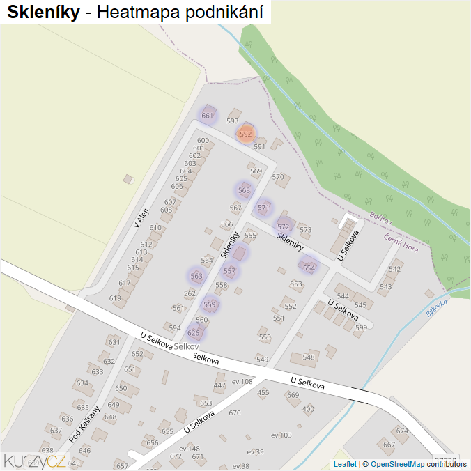 Mapa Skleníky - Firmy v ulici.