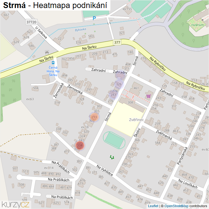 Mapa Strmá - Firmy v ulici.