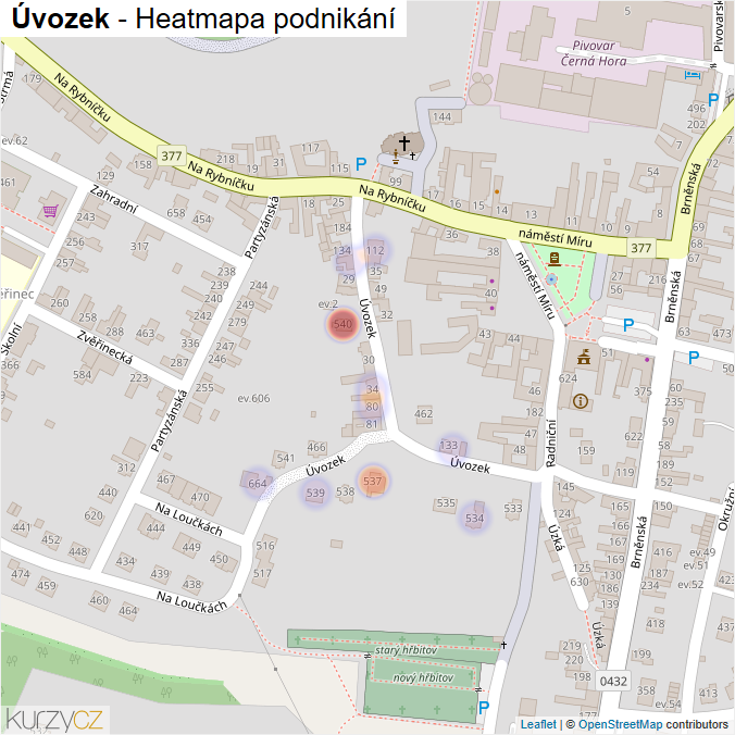 Mapa Úvozek - Firmy v ulici.