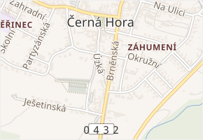 Úzká v obci Černá Hora - mapa ulice