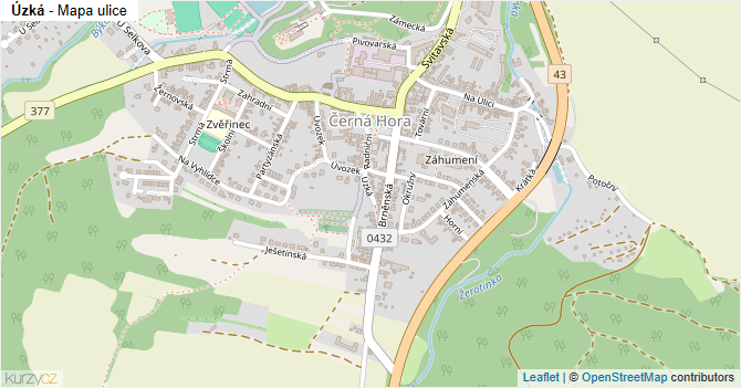 Úzká - mapa ulice