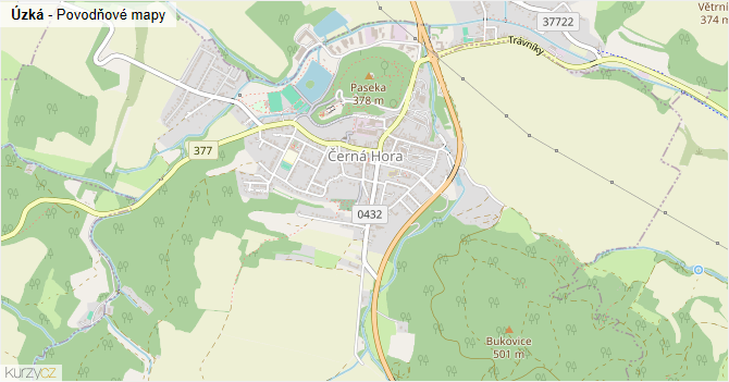 Úzká - záplavové mapy stoleté vody