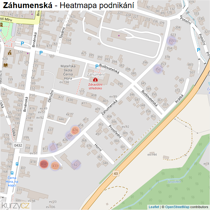 Mapa Záhumenská - Firmy v ulici.