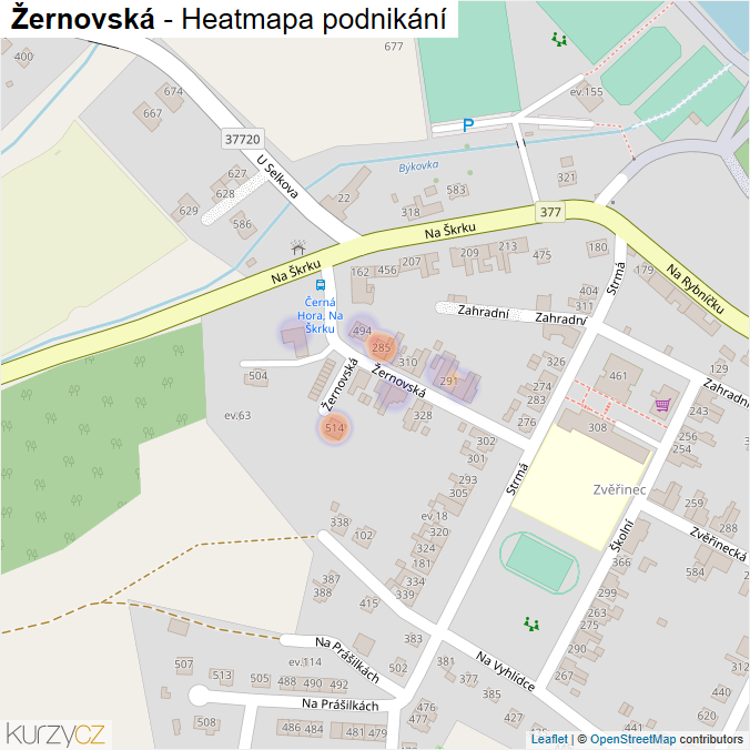Mapa Žernovská - Firmy v ulici.