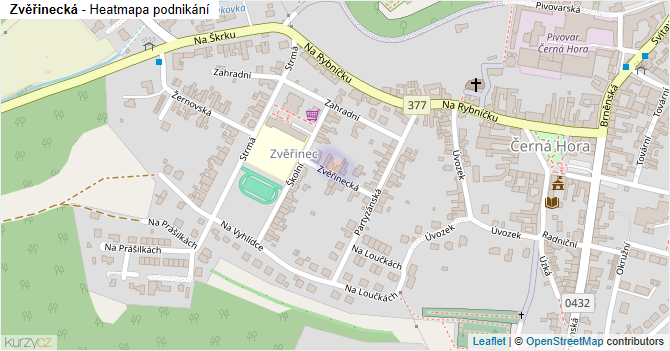 Zvěřinecká - mapa podnikání