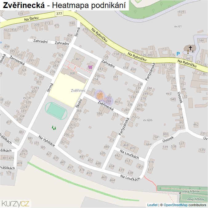 Mapa Zvěřinecká - Firmy v ulici.