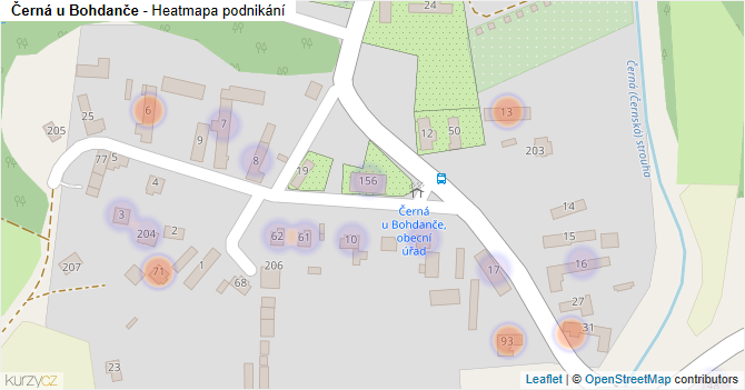 Černá u Bohdanče - mapa podnikání