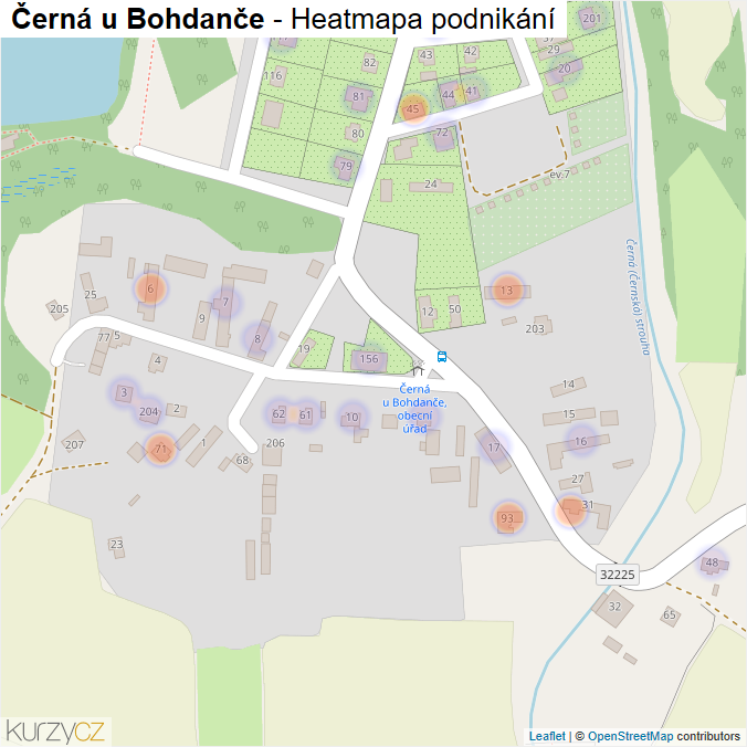 Mapa Černá u Bohdanče - Firmy v části obce.