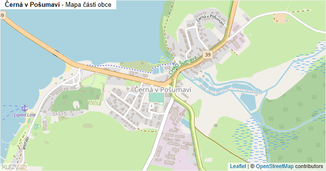 Černá v Pošumaví - mapa části obce