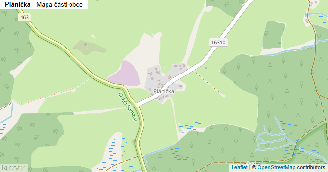 Plánička - mapa části obce
