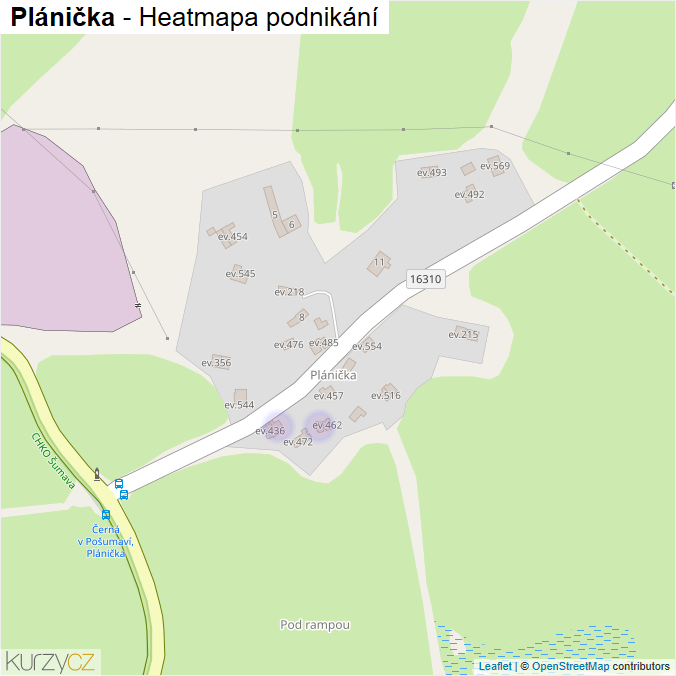 Mapa Plánička - Firmy v části obce.