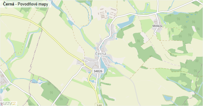 Černá - záplavové mapy stoleté vody