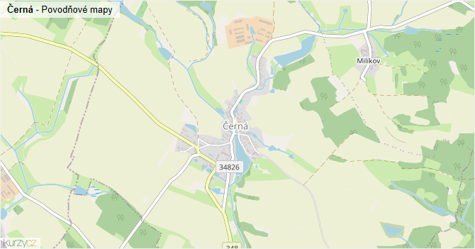 Černá - záplavové mapy stoleté vody
