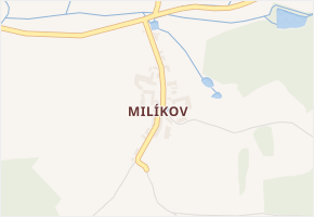 Milíkov v obci Černá - mapa části obce