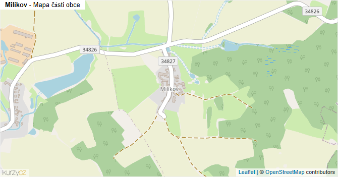 Milíkov - mapa části obce