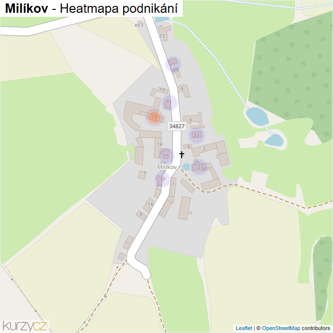 Mapa Milíkov - Firmy v části obce.