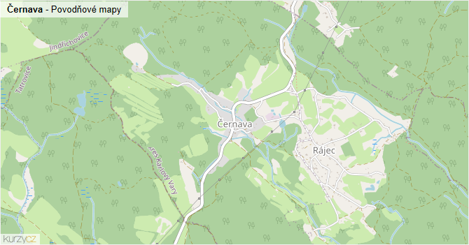 Černava - záplavové mapy stoleté vody